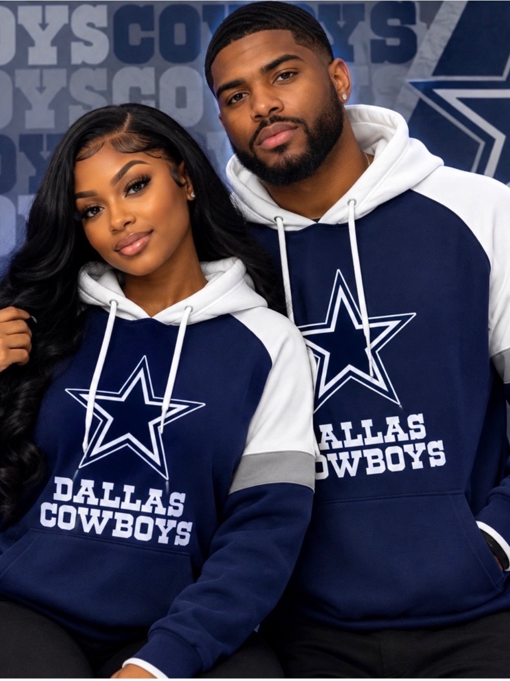 Dallas Cowboys Navy and White Hooded Sweatshirt - Team Logo Pullover